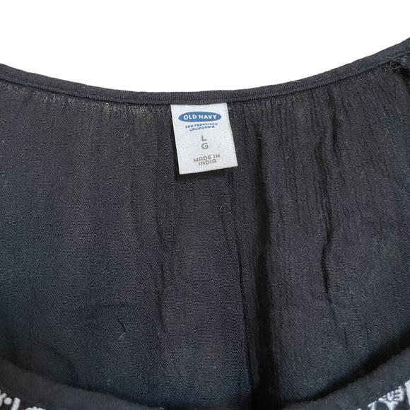 Old Navy Women’s Black and White Pheasant Long Sleeve Top Size Large - Picture 4 of 5